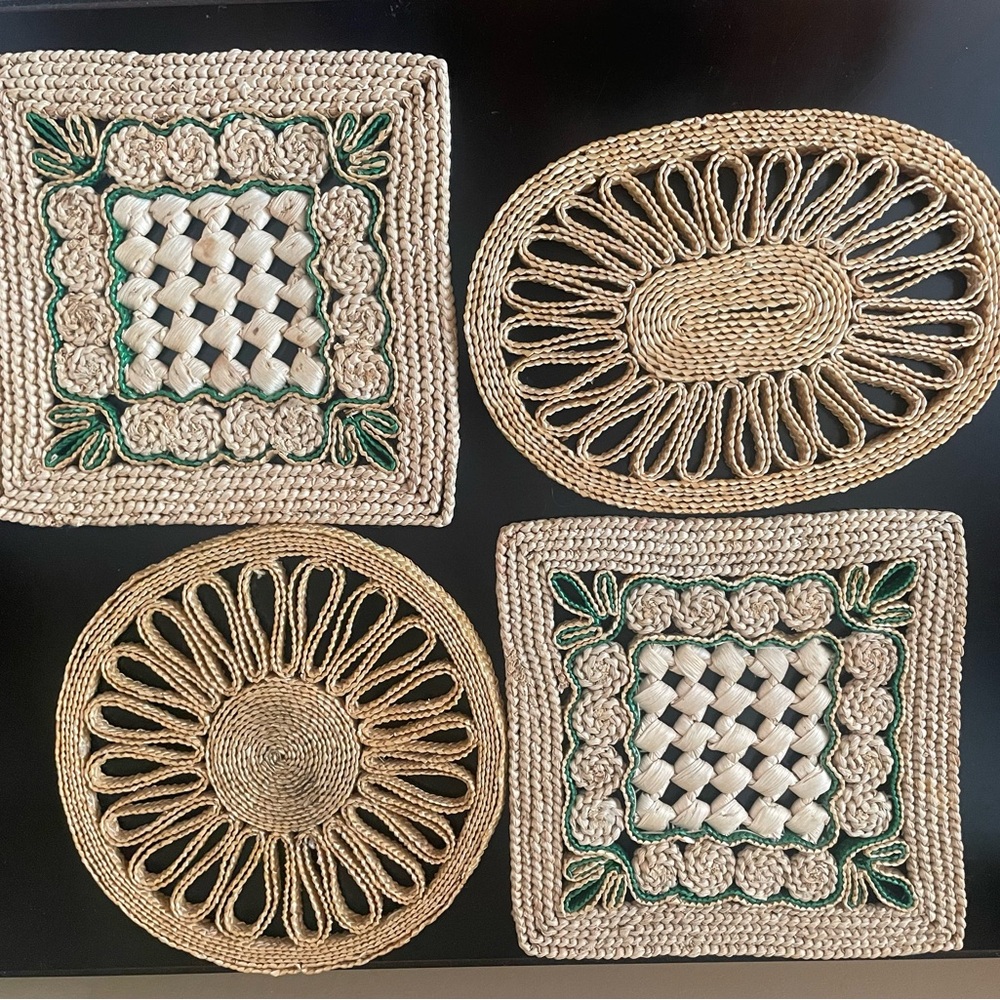 Vintage Handcrafted Woven Trivet Set
